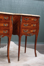 Load image into Gallery viewer, PAIR Petite French Inlaid Marble Top Bedside Chests c.1900