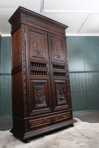 Carved Brittany French Cupboard c.1880