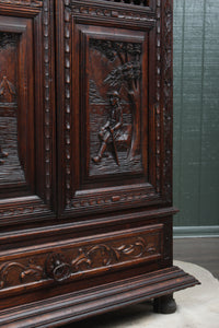 Carved Brittany French Cupboard c.1880