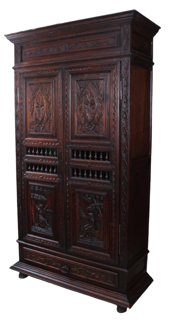 Carved Brittany French Cupboard c.1880