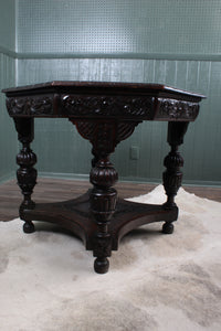 English Oak Handcarved Center Table c.1890