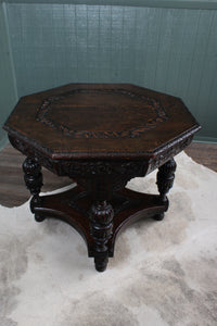 English Oak Handcarved Center Table c.1890