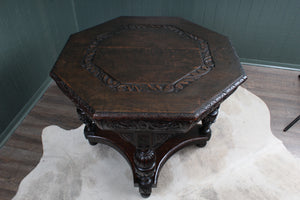 English Oak Handcarved Center Table c.1890