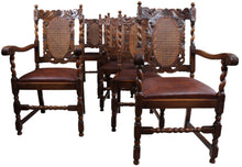 Load image into Gallery viewer, French Carved Oak Caned Chairs set of 6 c.1900