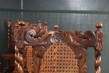 Load image into Gallery viewer, French Carved Oak Caned Chairs set of 6 c.1900