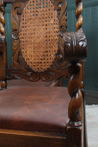 French Carved Oak Caned Chairs set of 6 c.1900