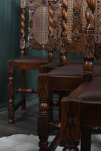 Load image into Gallery viewer, French Carved Oak Caned Chairs set of 6 c.1900