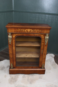 English Victorian Walnut Inlaid Pier Cabinet c.1870