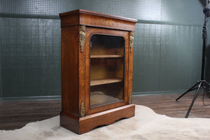 English Victorian Walnut Inlaid Pier Cabinet c.1870