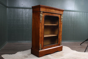 English Victorian Walnut Inlaid Pier Cabinet c.1870