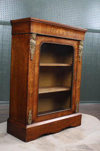 English Victorian Walnut Inlaid Pier Cabinet c.1870