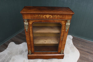 English Victorian Walnut Inlaid Pier Cabinet c.1870