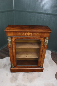 English Victorian Walnut Inlaid Pier Cabinet c.1870