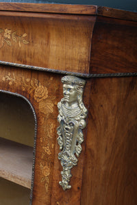 English Victorian Walnut Inlaid Pier Cabinet c.1870