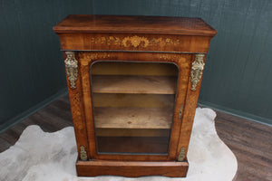 English Victorian Walnut Inlaid Pier Cabinet c.1870