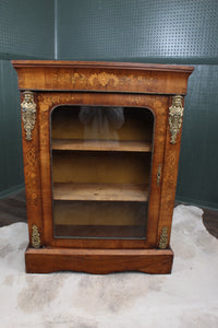 English Victorian Walnut Inlaid Pier Cabinet c.1870