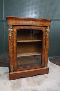 English Victorian Walnut Inlaid Pier Cabinet c.1870