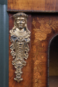 English Victorian Walnut Inlaid Pier Cabinet c.1870