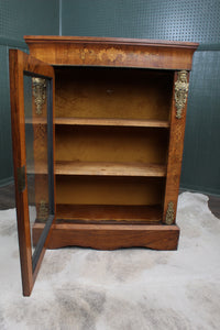 English Victorian Walnut Inlaid Pier Cabinet c.1870