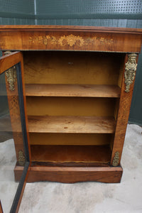 English Victorian Walnut Inlaid Pier Cabinet c.1870