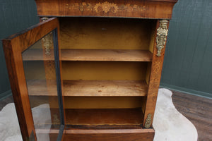 English Victorian Walnut Inlaid Pier Cabinet c.1870