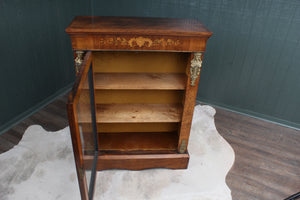 English Victorian Walnut Inlaid Pier Cabinet c.1870