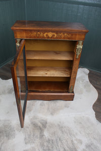 English Victorian Walnut Inlaid Pier Cabinet c.1870