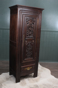 French Oak Heavily Carved Cupboard c.1890