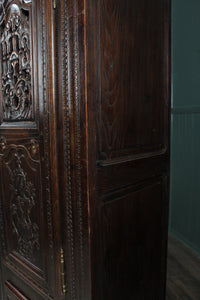 French Oak Heavily Carved Cupboard c.1890