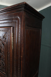 French Oak Heavily Carved Cupboard c.1890