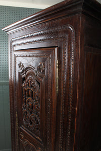 French Oak Heavily Carved Cupboard c.1890