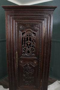 French Oak Heavily Carved Cupboard c.1890