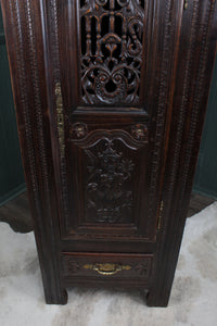 French Oak Heavily Carved Cupboard c.1890