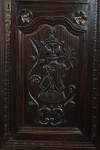 French Oak Heavily Carved Cupboard c.1890