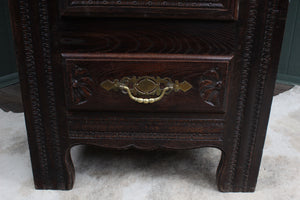 French Oak Heavily Carved Cupboard c.1890