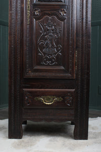 French Oak Heavily Carved Cupboard c.1890