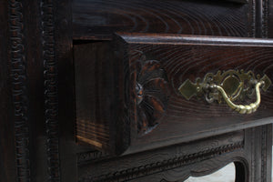 French Oak Heavily Carved Cupboard c.1890