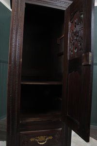 French Oak Heavily Carved Cupboard c.1890