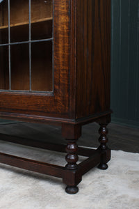 English Oak Leaded Glass Bookcase c.1900