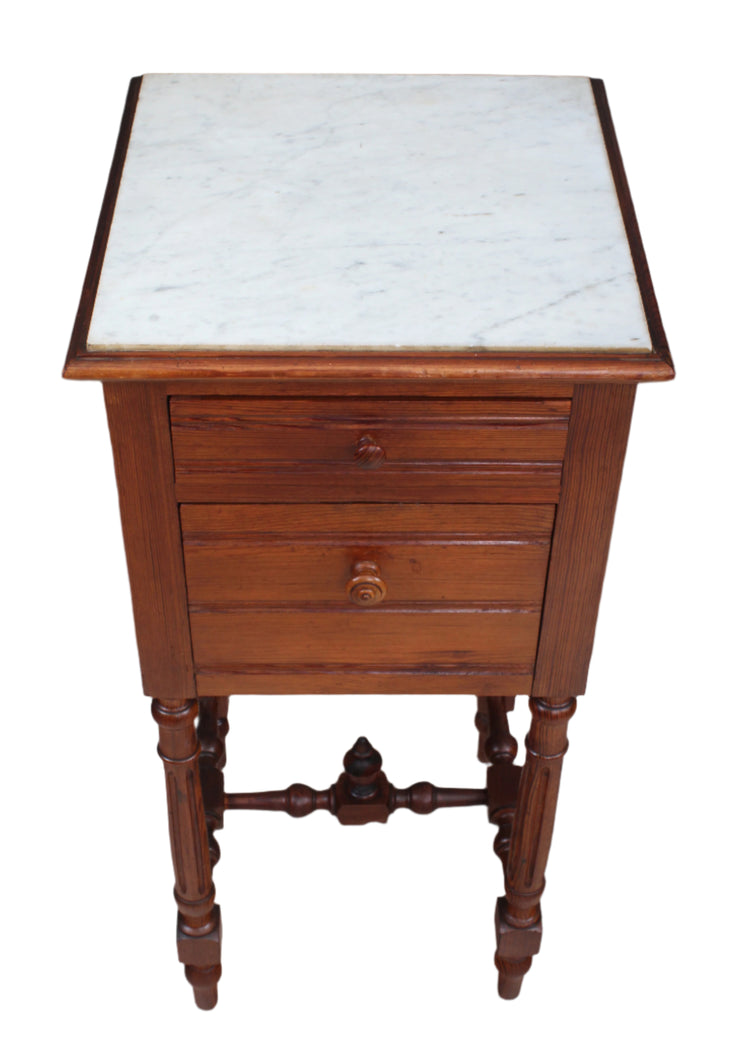 French Pine Marble Top Chevet c.1890