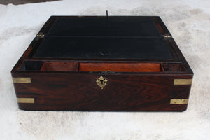 English Rosewood and Brass Banded Writing Box c.1880