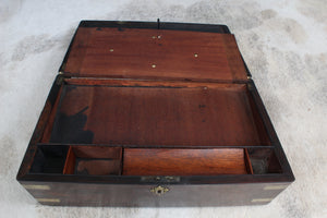 English Rosewood and Brass Banded Writing Box c.1880