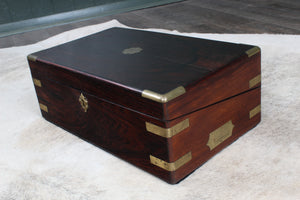 English Rosewood and Brass Banded Writing Box c.1880