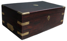 Load image into Gallery viewer, English Rosewood and Brass Banded Writing Box c.1880