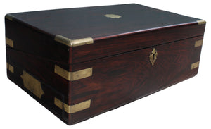 English Rosewood and Brass Banded Writing Box c.1880