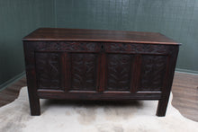 Load image into Gallery viewer, English Handcarved Oak Bedding Box c.1820