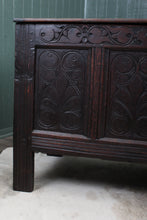 Load image into Gallery viewer, English Handcarved Oak Bedding Box c.1820