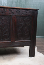 Load image into Gallery viewer, English Handcarved Oak Bedding Box c.1820