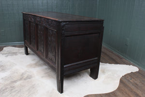 English Handcarved Oak Bedding Box c.1820