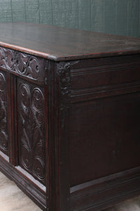 English Handcarved Oak Bedding Box c.1820